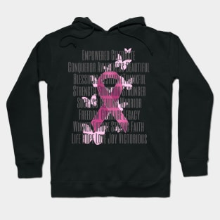 Breast Cancer Ribbon with Encouraging Words Hoodie